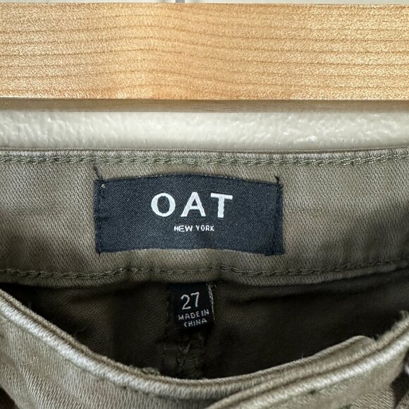 Oat New York Womens Size 27 Jeans High Rise Wide Leg Crop Casual Olive Green - Picture 2 of 6